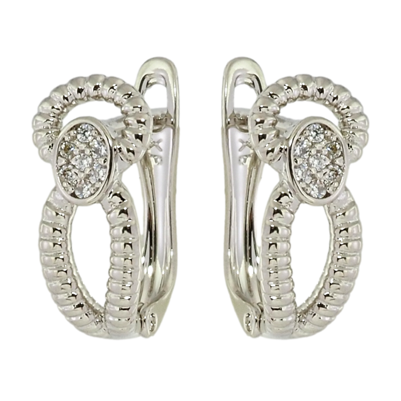 Серьги Xuping Родий английский замок Фантазийный орнамент с цирконием фото №1 Серьги Xuping Родий английский замок Фантазийный орнамент с цирконием фото №1