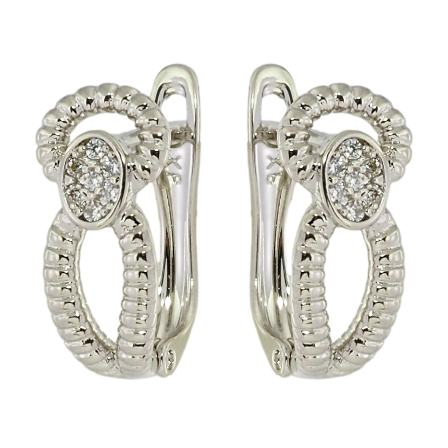 Серьги Xuping Родий английский замок Фантазийный орнамент с цирконием фото №1 Серьги Xuping Родий английский замок Фантазийный орнамент с цирконием фото №1