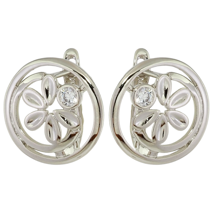 Серьги Xuping Родий английский замок Цветочный орнамент фото №1