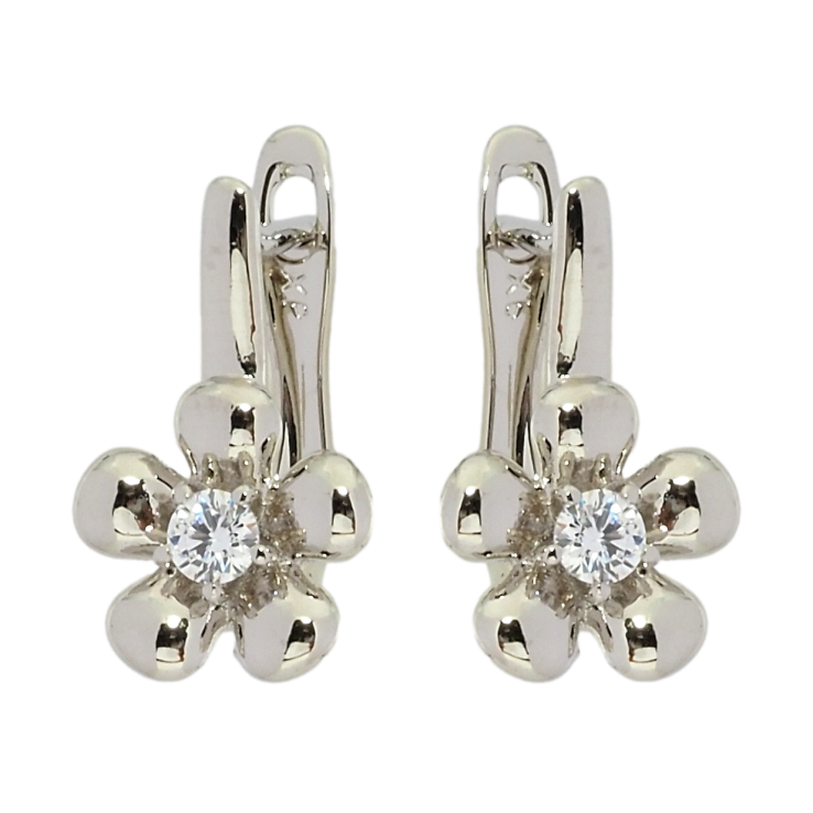 Серьги Xuping Родий английский замок Цветочки фото №23