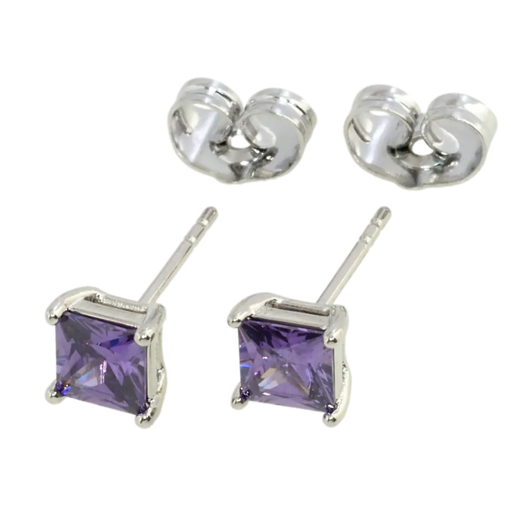 Серьги Xuping Родий пусеты Сиреневые фианиты 5х5мм фото №11 Серьги Xuping Родий пусеты Сиреневые фианиты 5х5мм фото №11