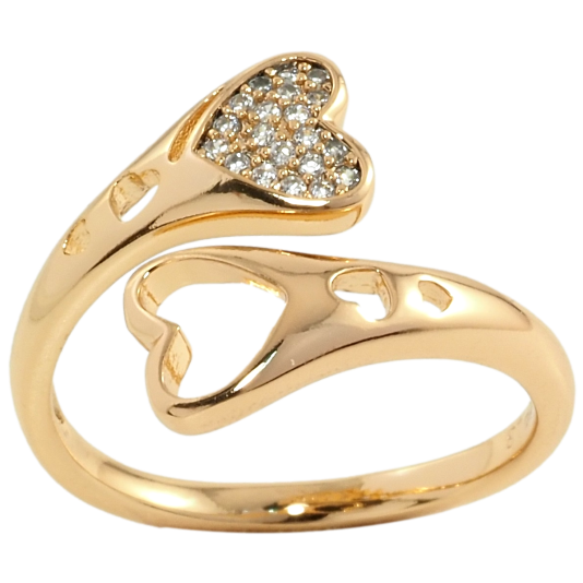 Кольцо Xuping Позолота 18K Сердечки фото №1
