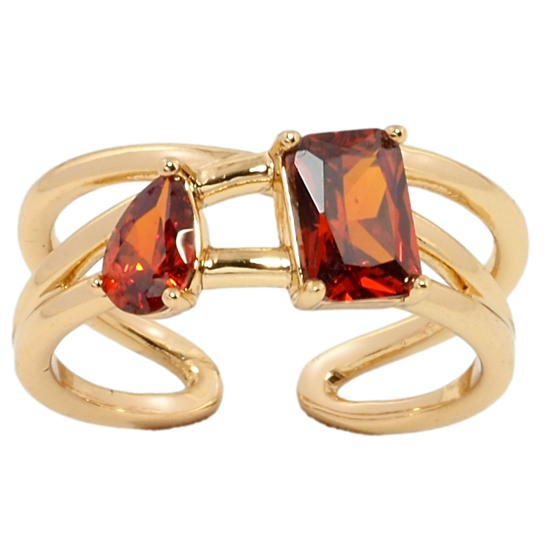 Кольцо Xuping Позолота 18K Два красных фианита фото №1 Кольцо Xuping Позолота 18K Два красных фианита фото №1