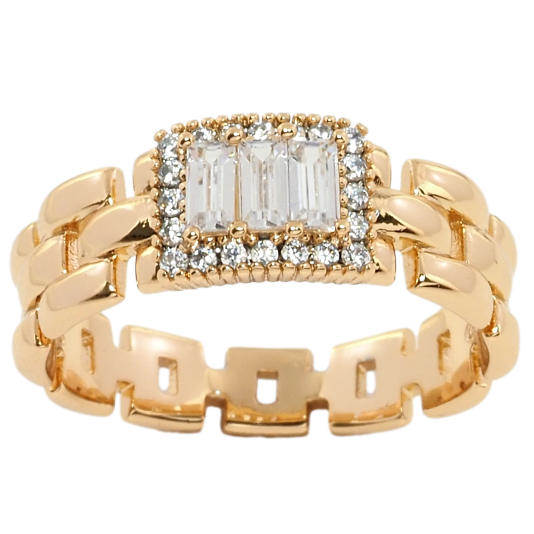 Кольцо Xuping Позолота 18K Браслетный узор с вставкой из циркония фото №1