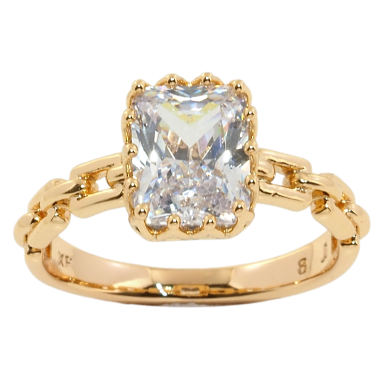Кольцо Xuping Позолота 18K Узор цепочка с фианитом фото №1