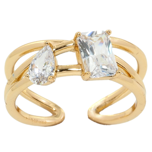 Кольцо Xuping Позолота 18K Два фианита фото №1 Кольцо Xuping Позолота 18K Два фианита фото №1