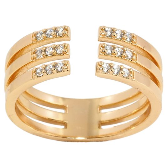 Кольцо Xuping Позолота 18K Тройная разъемная шинка с цирконием фото №1
