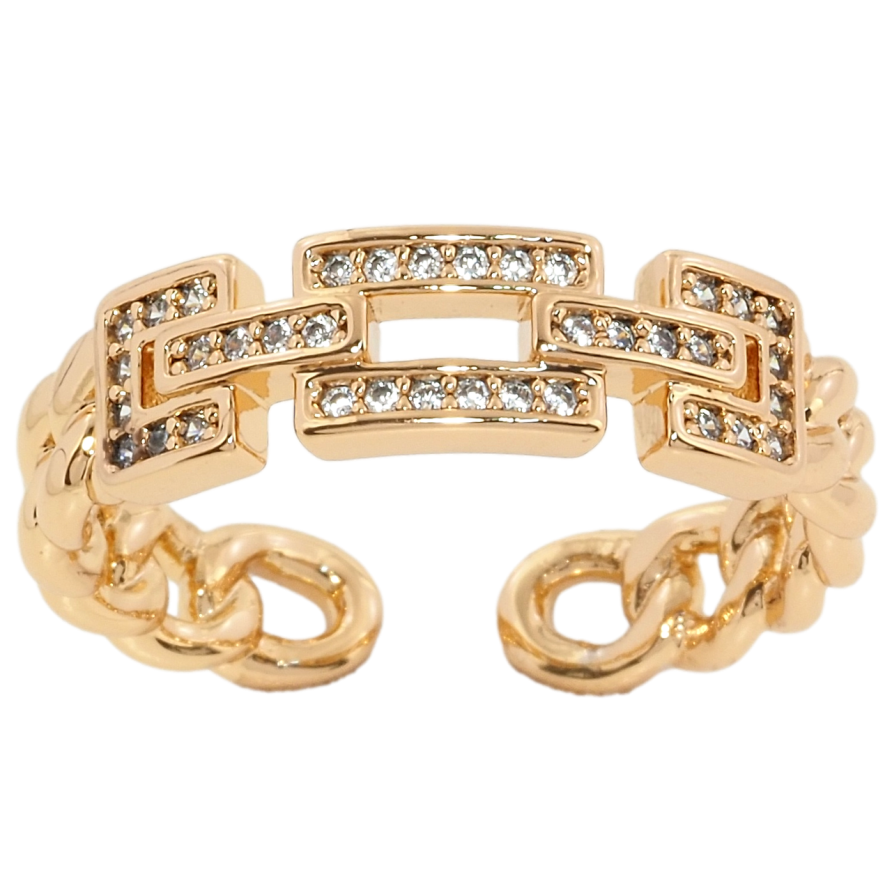 Кольцо Xuping Позолота 18K Узор цепочка с цирконием фото №1