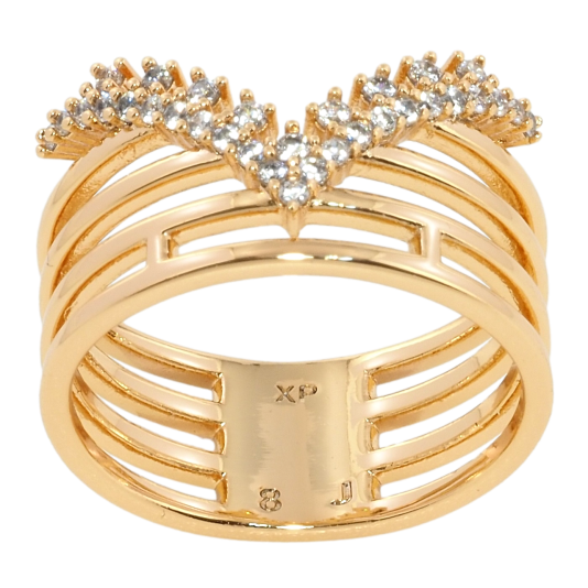 Кольцо Xuping Позолота 18K Широкая шинка с узором из циркония фото №1