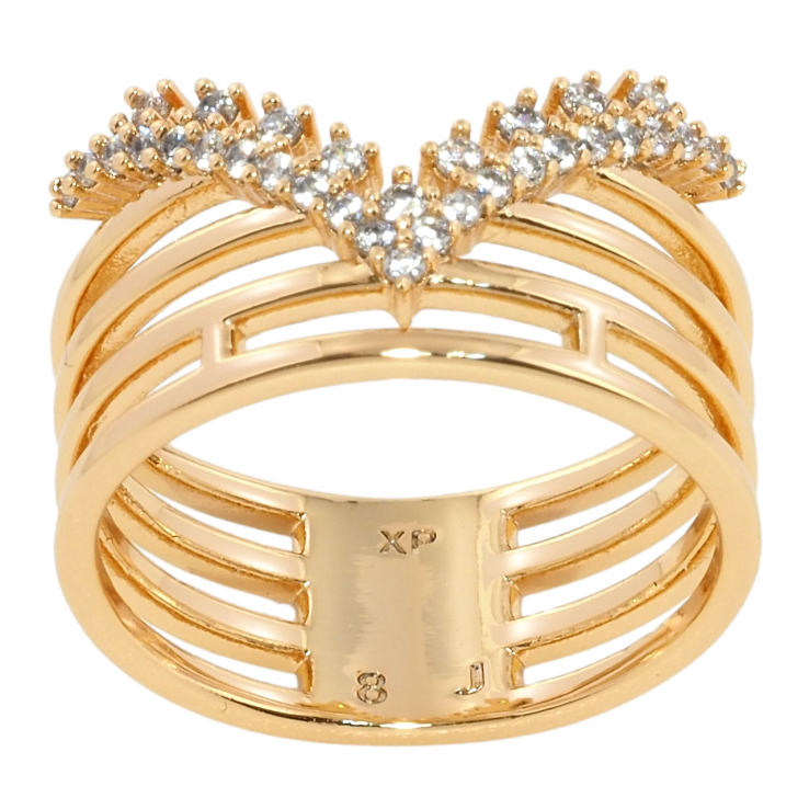Кольцо Xuping Позолота 18K Широкая шинка с узором из циркония фото №11