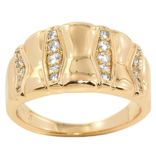 Кольцо Xuping Позолота 18K Широкая шинка с узором из циркония фото №1