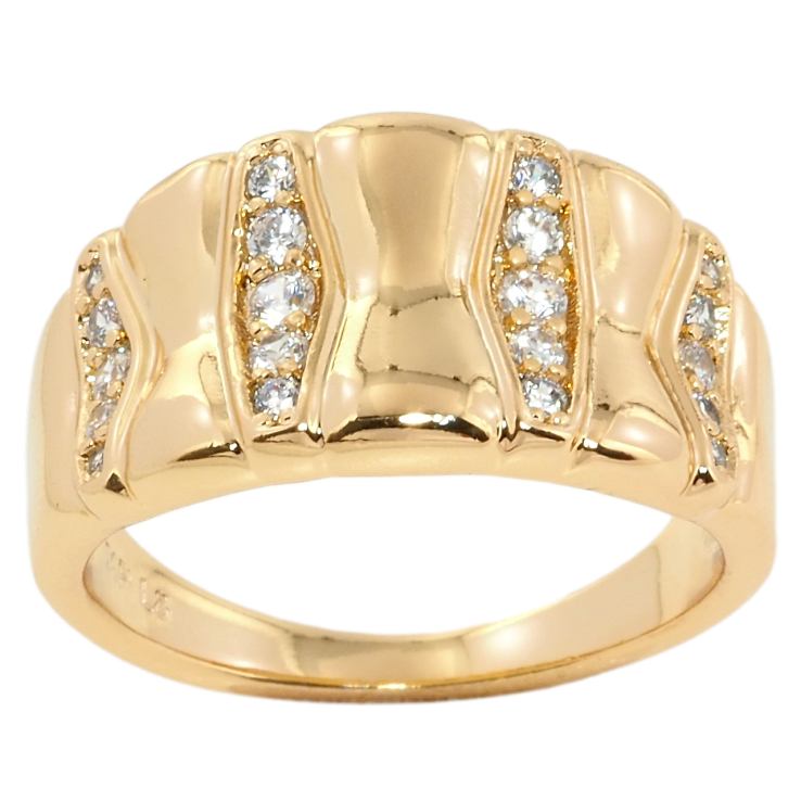 Кольцо Xuping Позолота 18K Широкая шинка с узором из циркония фото №3