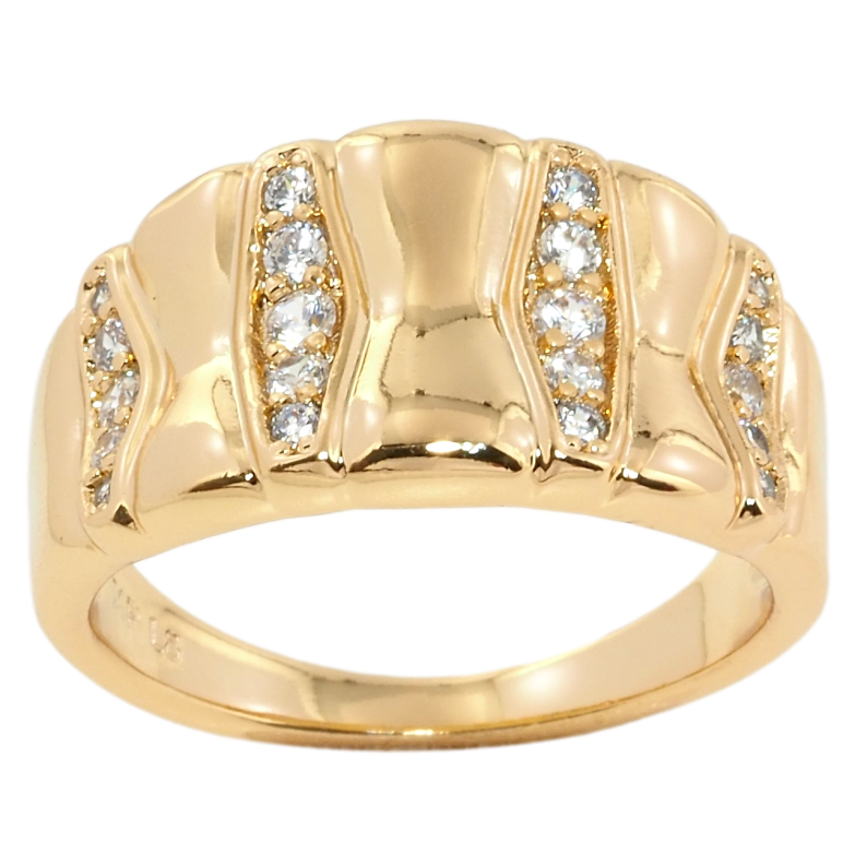 Кольцо Xuping Позолота 18K Широкая шинка с узором из циркония фото №1 Кольцо Xuping Позолота 18K Широкая шинка с узором из циркония фото №1