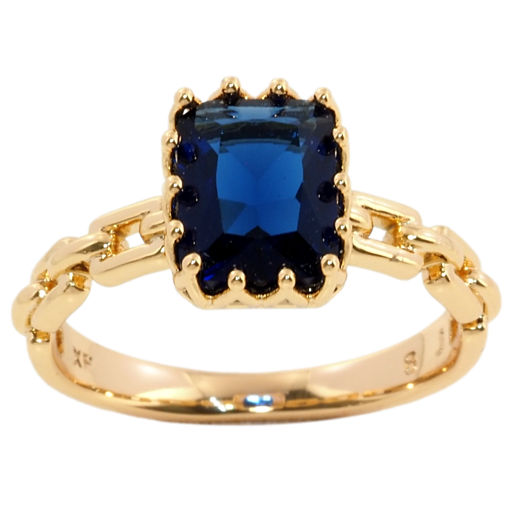 Каблучка Xuping Позолота 18K Візерунок ланцюжок з синім фіанітом фото №12