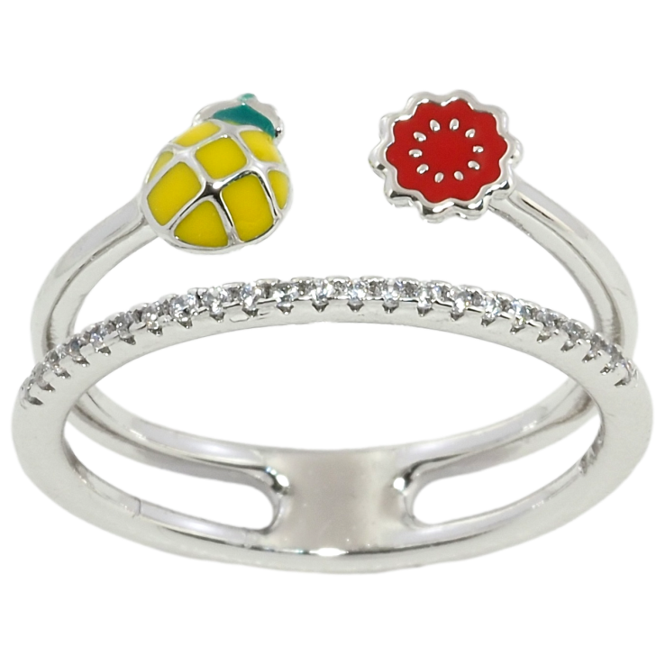 Кольцо Xuping Родий Дорожка циркония с ананасом и цветочком фото №18 Кольцо Xuping Родий Дорожка циркония с ананасом и цветочком фото №18