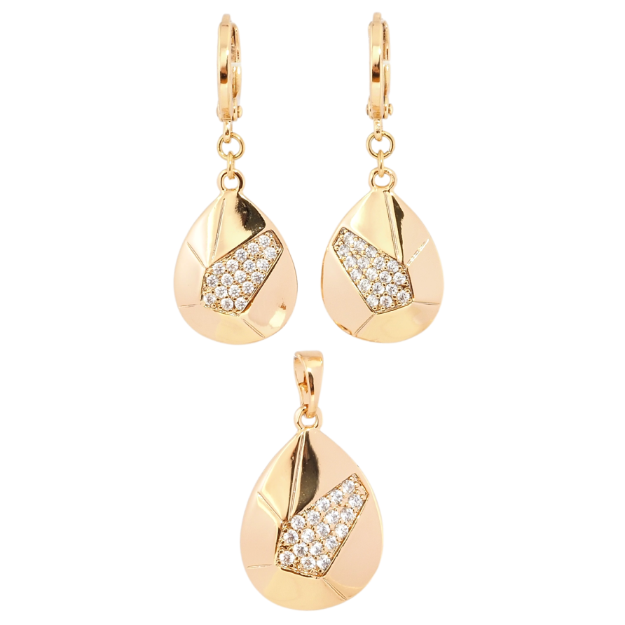 Набор Xuping Позолота 18K Серьги Кулон Капельки с инкрустацией цирконием фото №1