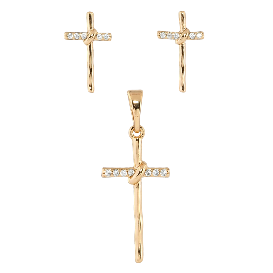 Набор Xuping Позолота 18K Серьги Кулон Крестики с цирконием фото №1 Набор Xuping Позолота 18K Серьги Кулон Крестики с цирконием фото №1