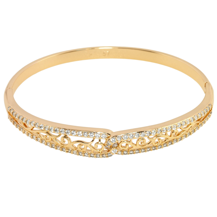 Браслет Xuping Позолота 18K Вензельний орнамент із доріжками цирконію ø 5.7см фото №15 Браслет Xuping Позолота 18K Вензельний орнамент із доріжками цирконію ø 5.7см фото №15