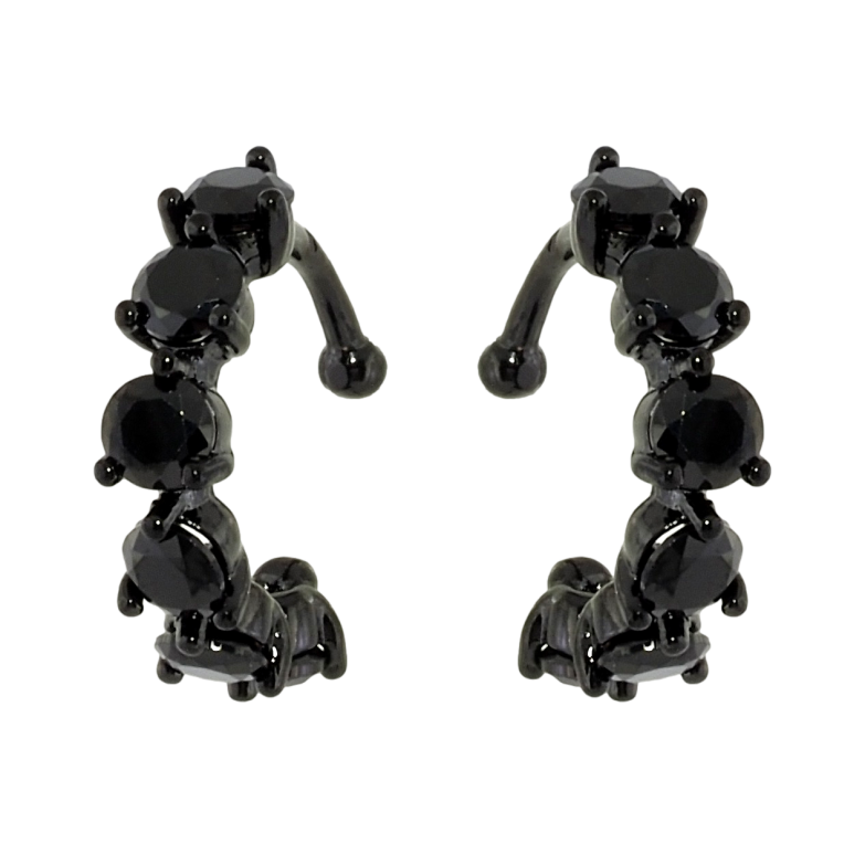 Серьги Xuping Позолота Black (черное золото) каффы Дорожки черного циркония фото №1 Серьги Xuping Позолота Black (черное золото) каффы Дорожки черного циркония фото №1