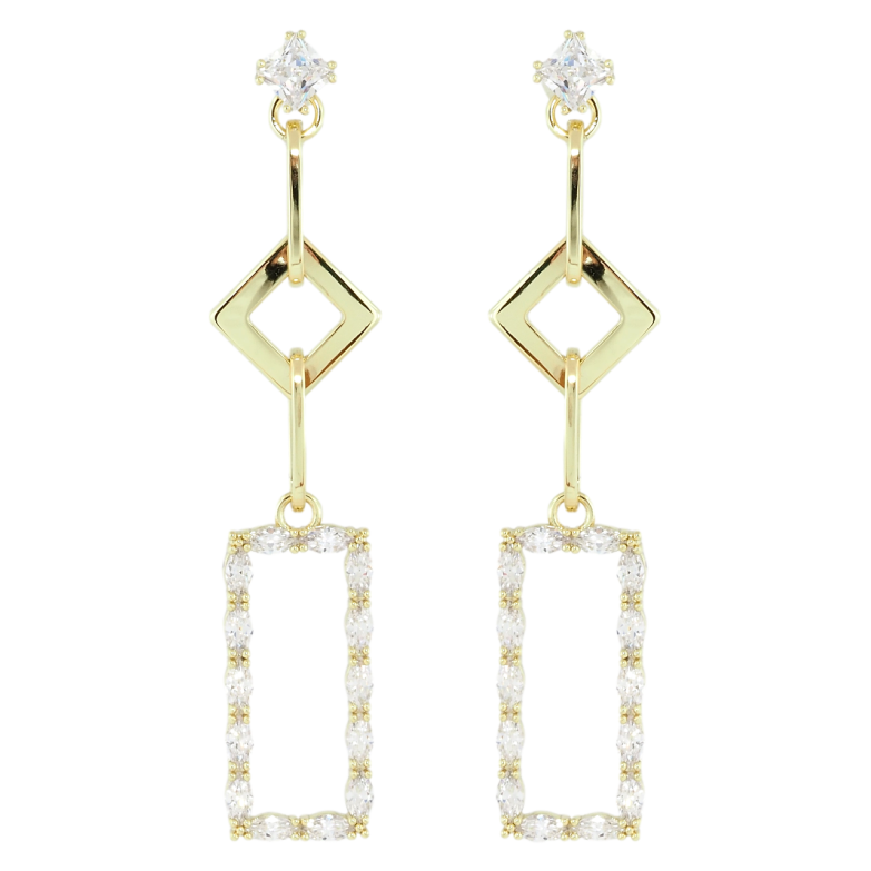 Серьги Xuping Позолота 14K пусеты Геометрические подвески с цирконием фото №1 Серьги Xuping Позолота 14K пусеты Геометрические подвески с цирконием фото №1
