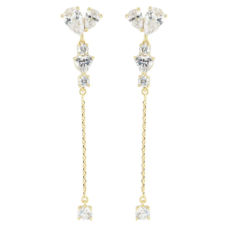 Сережки Xuping Позолота 14K пусети Кришталеві підвіски фото №24