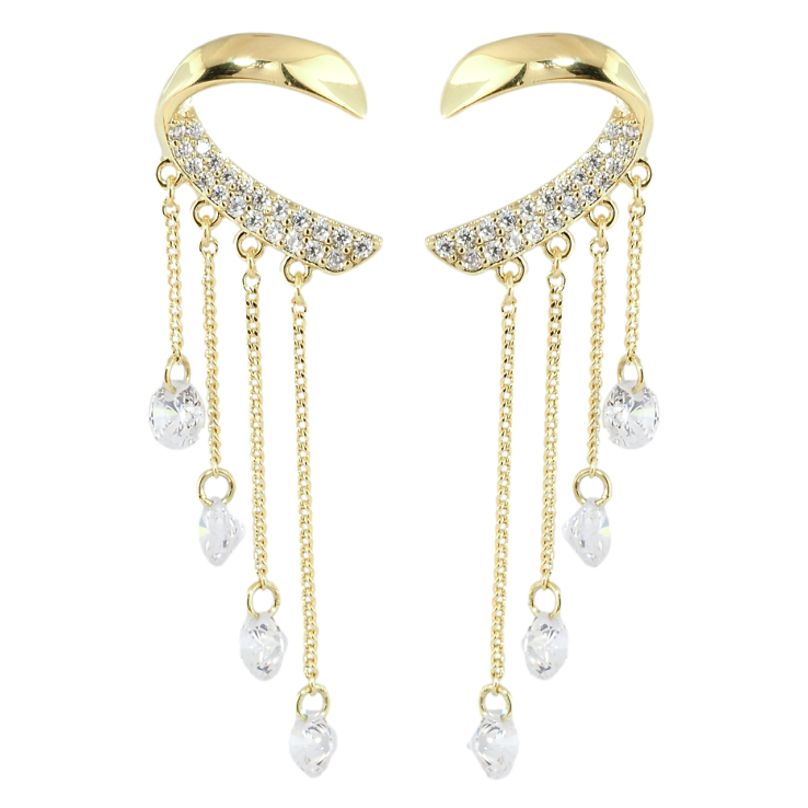 Сережки Xuping Позолота 14K пусети Кришталеві підвіски фото №25