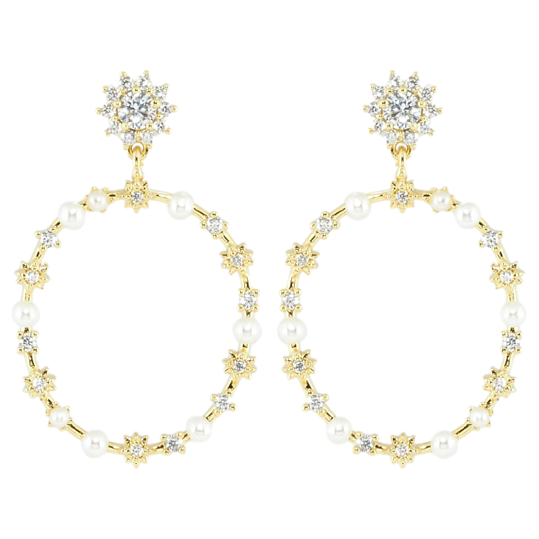 Серьги Xuping Позолота 14K пусеты Декоративные подвески с жемчужинами и цирконием фото №1