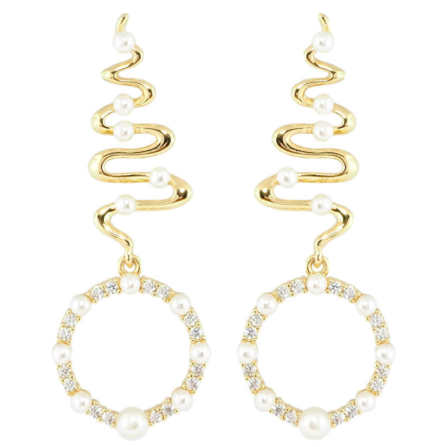 Серьги Xuping Позолота 14K пусеты Декоративные подвески с жемчужинами и цирконием фото №1 Серьги Xuping Позолота 14K пусеты Декоративные подвески с жемчужинами и цирконием фото №1