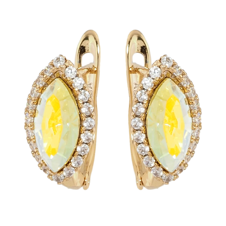 Сережки Xuping колір 18K з кристалами Swarovski англійський замок Пелюстки з кристалами Citrine Shimmer фото №1