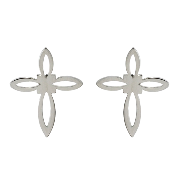 Сережки Xuping TTM Stainless Steel колір Родій пусети Хрестики фото №15