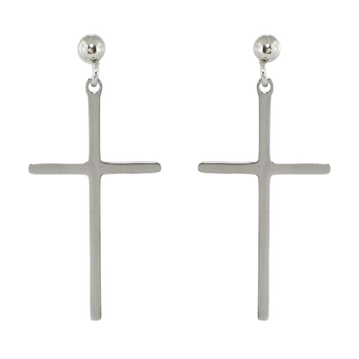 Сережки Xuping TTM Stainless Steel колір Родій пусети Підвіски Хрестики фото №9