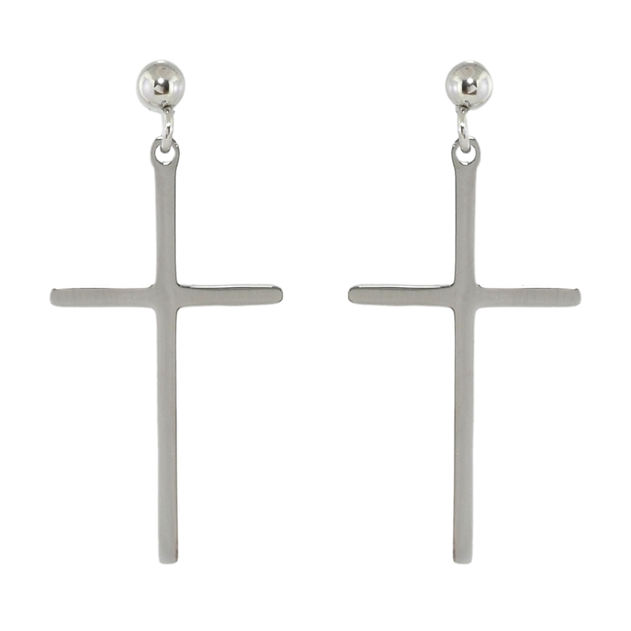 Сережки Xuping TTM Stainless Steel колір Родій пусети Підвіски Хрестики фото №1