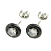 Серьги Xuping TTM Stainless Steel цвет Родий пусеты "Круги из черной керамики с кристаллами" ø 9мм фото №2