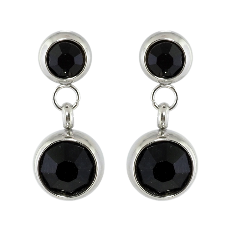 Сережки Xuping TTM Stainless Steel колір Родій пусети Підвіски з чорними кристалами ø 6мм та 8мм фото №19