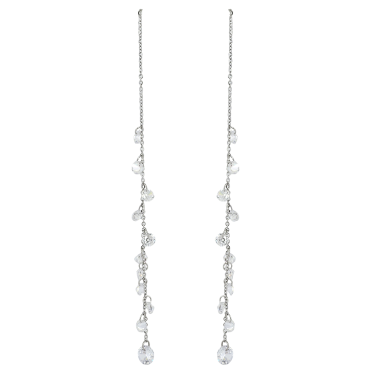 Сережки Xuping TTM Stainless Steel колір Родій пусети Підвіски кристали на ланцюжку фото №4