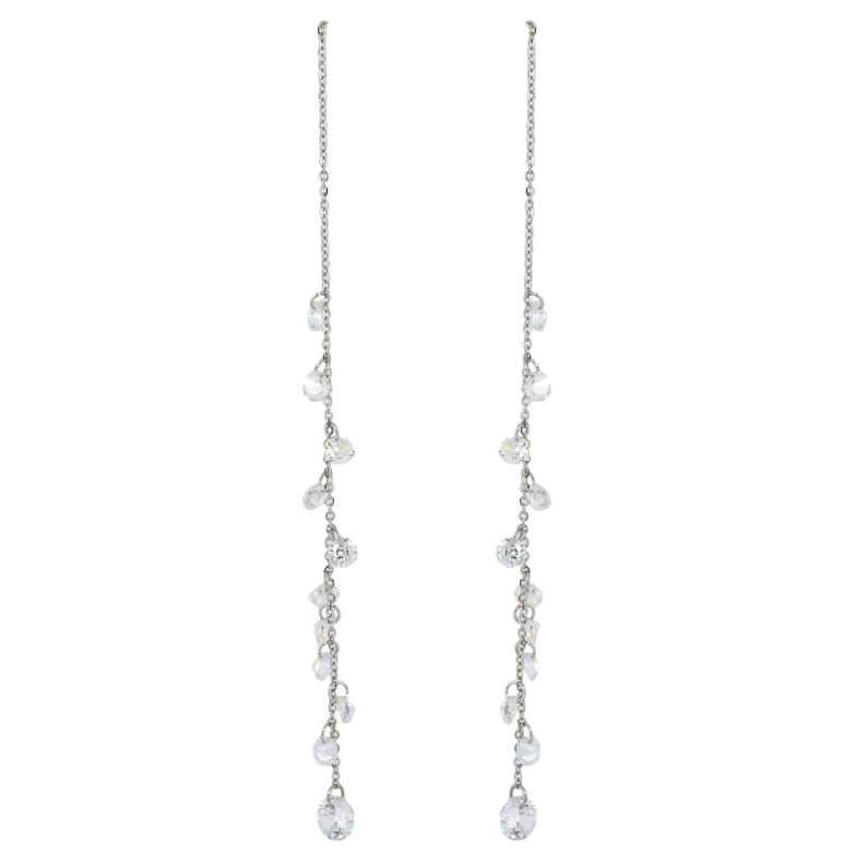 Сережки Xuping TTM Stainless Steel колір Родій пусети Підвіски кристали на ланцюжку фото №1