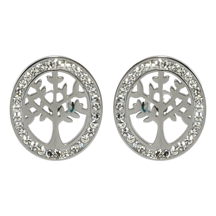 Сережки Xuping TTM Stainless Steel колір Родій пусети Дерево в кільці цирконію фото №10