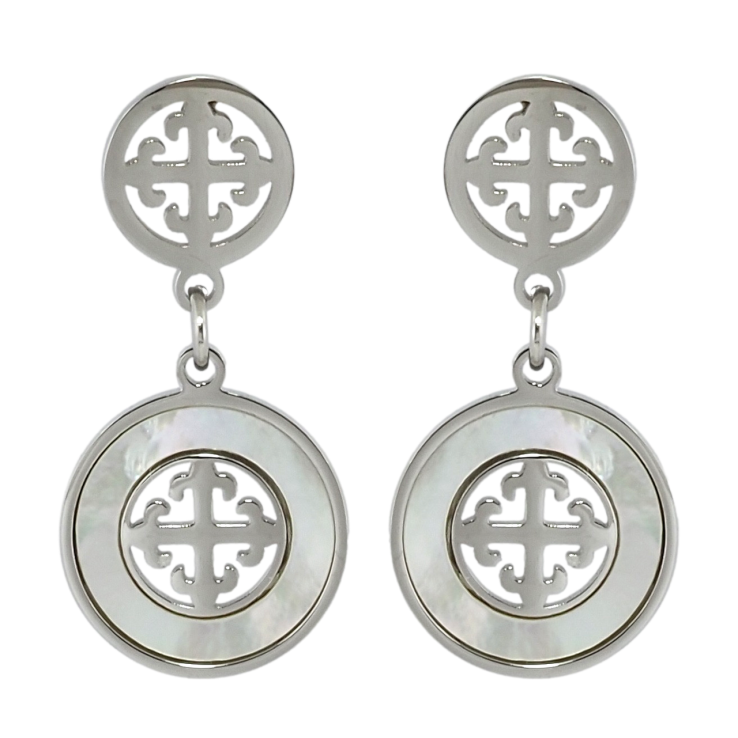 Сережки Xuping TTM Stainless Steel колір Родій пусети Декоративні підвіски з перламутровими вставками фото №14