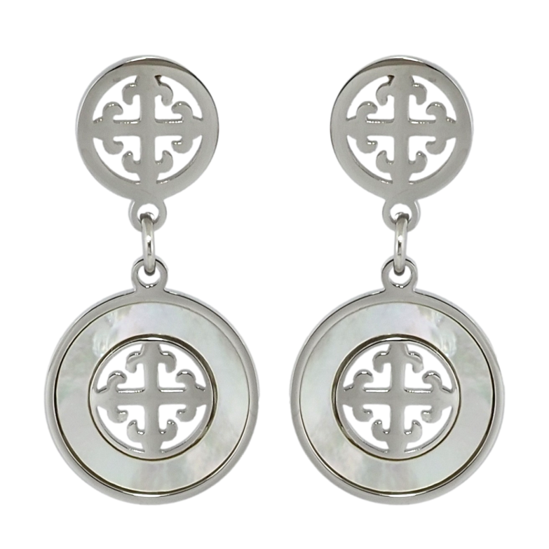 Серьги Xuping TTM Stainless Steel цвет Родий пусеты Декоративные подвески с перламутровыми вставками фото №1