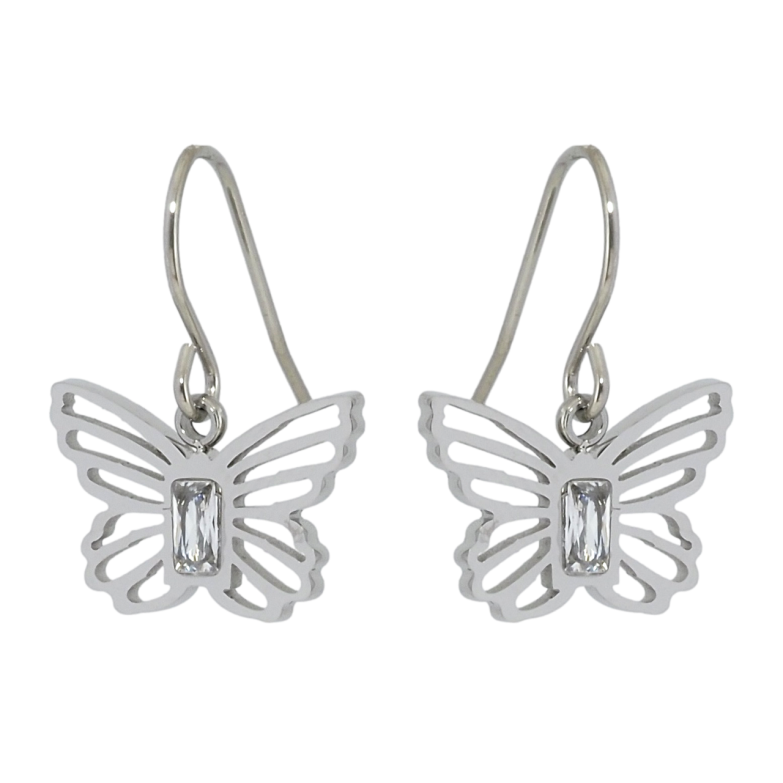 Сережки Xuping TTM Stainless Steel колір Родій французький замок Метелики фото №1