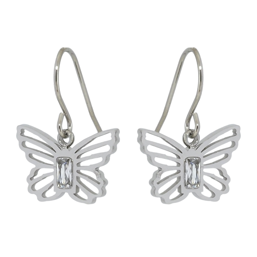 Сережки Xuping TTM Stainless Steel колір Родій французький замок Метелики фото №1