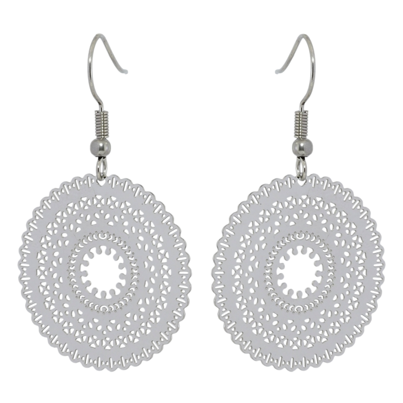 Сережки Xuping TTM Stainless Steel колір Родій французький замок Ажурні підвіски фото №1 Сережки Xuping TTM Stainless Steel колір Родій французький замок Ажурні підвіски фото №1