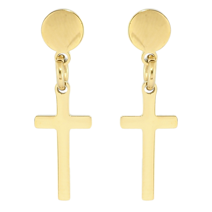 Сережки Xuping TTM Stainless Steel колір 14K пусети Хрестики фото №6