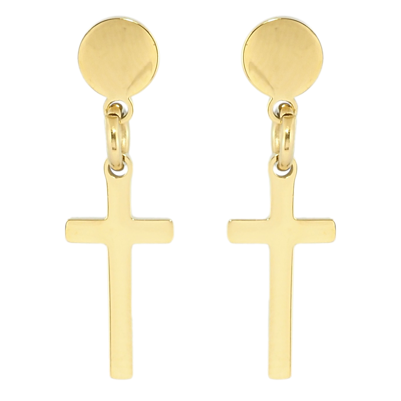 Сережки Xuping TTM Stainless Steel колір 14K пусети Хрестики фото №1