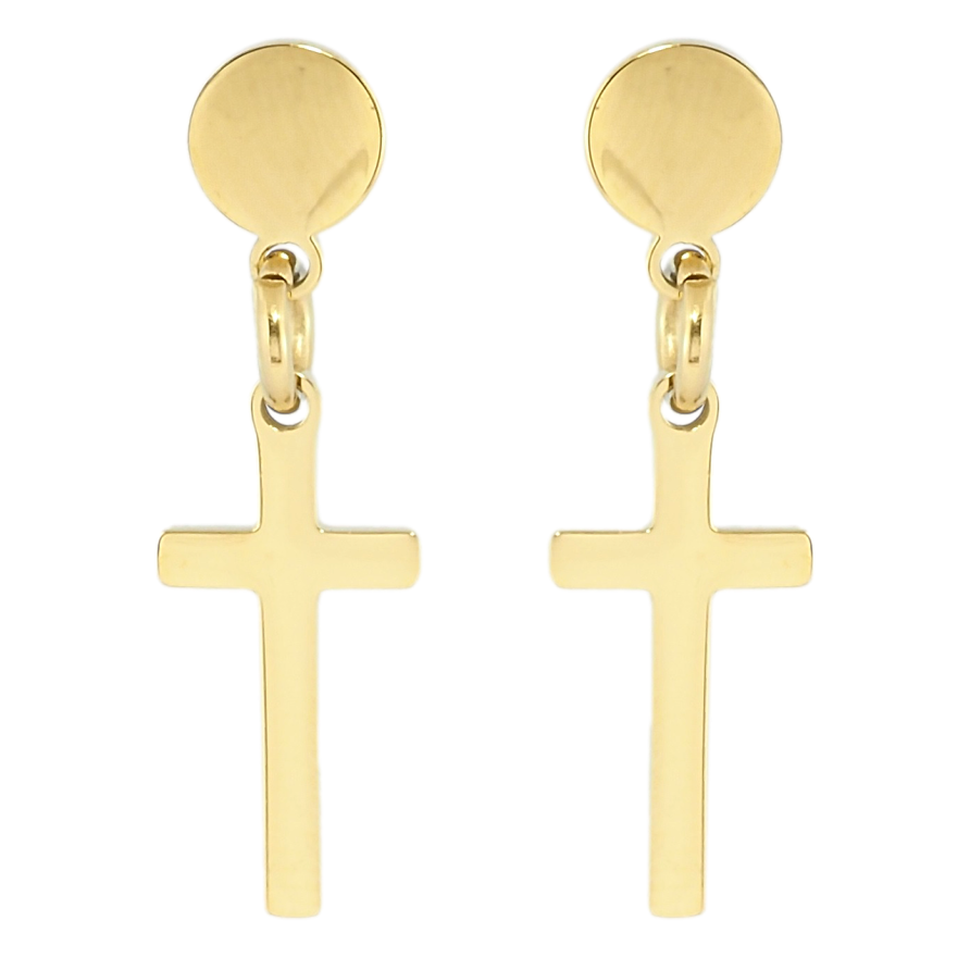 Серьги Xuping TTM Stainless Steel цвет 14K пусеты Крестики фото №1