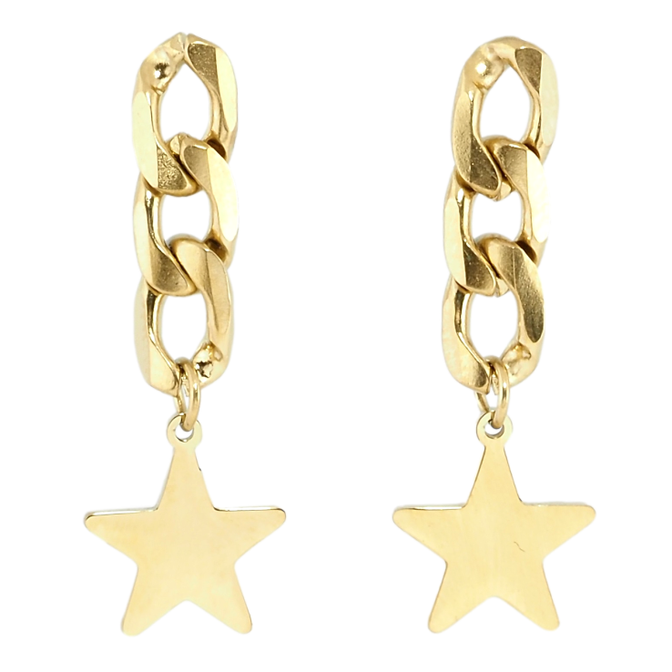 Сережки Xuping TTM Stainless Steel колір 14K пусети Зірки на ланцюжках фото №14