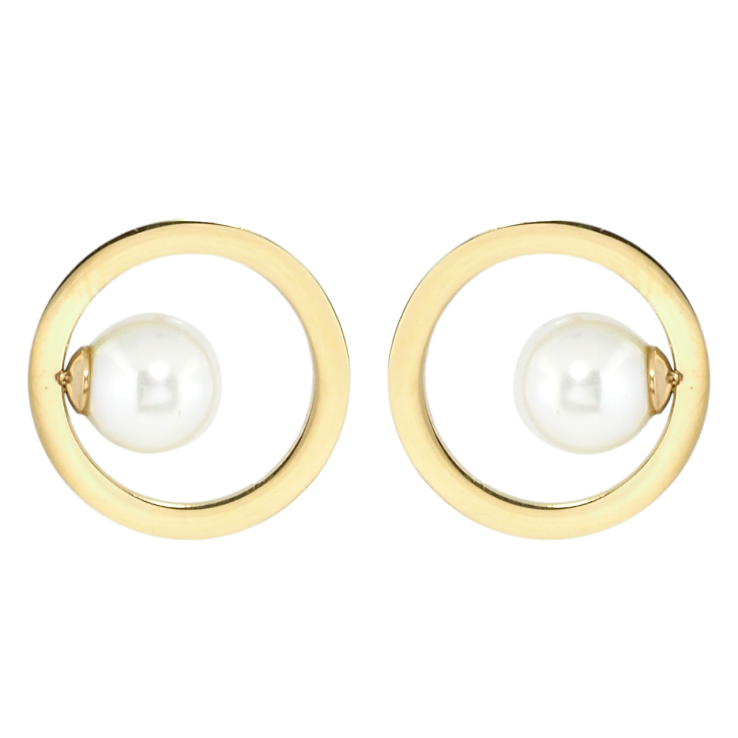 Сережки Xuping TTM Stainless Steel колір 14K пусети Кільця з перлинами фото №13