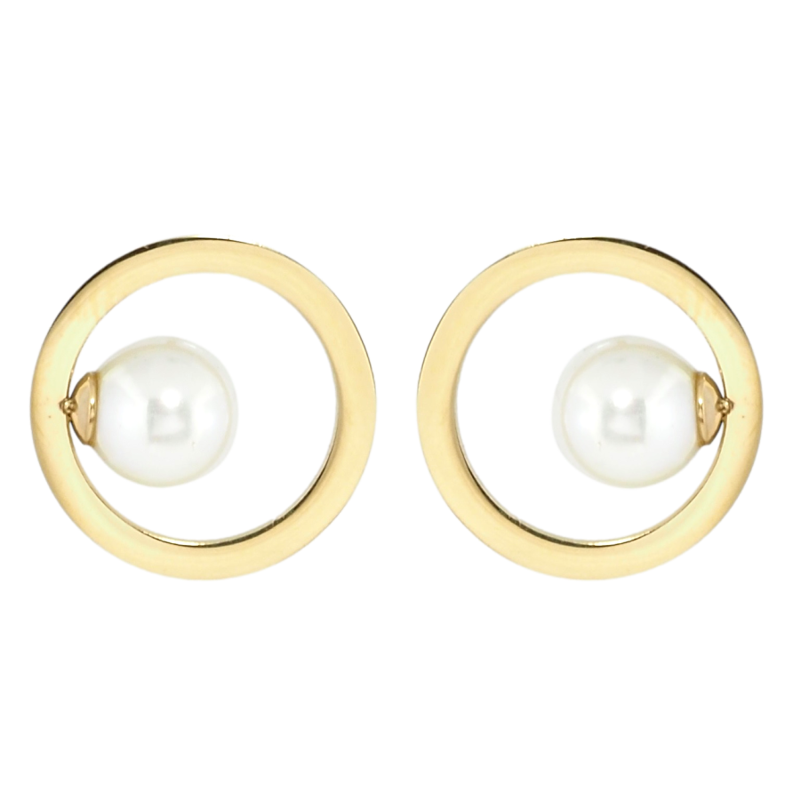 Сережки Xuping TTM Stainless Steel колір 14K пусети Кільця з перлинами фото №1