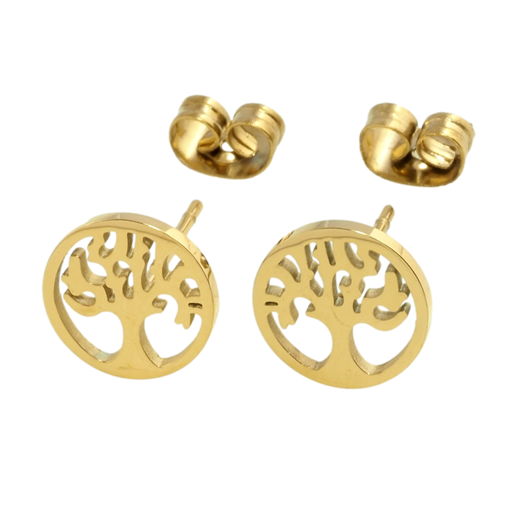 Сережки Xuping TTM Stainless Steel колір 14K пусети Дерево фото №16