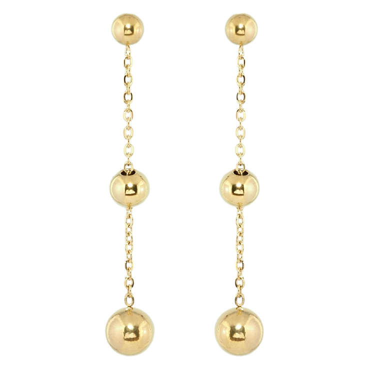 Сережки Xuping TTM Stainless Steel колір 14K пусети Підвіски кульки на ланцюжку фото №3